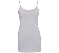 Womens Plain Sleeveless Ladies Stretch Round Scoop Neckline Camisole Long Strappy Vest Tank Top Plus Size (26-28, Light Grey, Numeric_26)