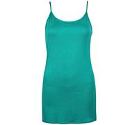 Womens Plain Sleeveless Ladies Stretch Round Scoop Neckline Camisole Long Strappy Vest Tank Top Plus Size (8-10, Jade Green, Numeric_8)