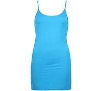 Womens Plain Sleeveless Ladies Stretch Round Scoop Neckline Camisole Long Strappy Vest Tank Top Plus Size (8-10, Turquoise, Numeric_8)