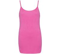 Womens Plain Sleeveless Ladies Stretch Round Scoop Neckline Camisole Long Strappy Vest Tank Top Plus Size (26-28, Cerise, Numeric_26)