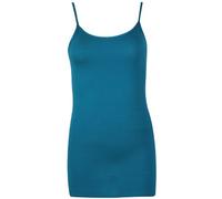 Womens Plain Sleeveless Ladies Stretch Round Scoop Neckline Camisole Long Strappy Vest Tank Top Plus Size (12-14, Teal, Numeric_12)