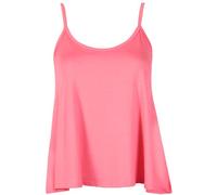 Womens Plain Sleeveless Ladies Stretch Round Scoop Neckline Slim Straps Strappy Flared Swing Camisole Vest Top Plus Size Coral Size 18 - 20 (XXL)