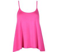 Womens Plain Sleeveless Ladies Stretch Round Scoop Neckline Slim Straps Strappy Flared Swing Camisole Vest Top Plus Size Cerise Size 18 - 20 (XXL)