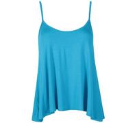 Womens Plain Sleeveless Ladies Stretch Round Scoop Neckline Slim Straps Strappy Flared Swing Camisole Vest Top Plus Size Turquoise Size 18 - 20 (XXL)