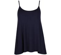 Womens Plain Sleeveless Ladies Stretch Round Scoop Neckline Slim Straps Strappy Flared Swing Camisole Vest Top Plus Size Navy Blue Size 18 - 20 (XXL)