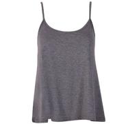 Womens Plain Sleeveless Ladies Stretch Round Scoop Neckline Slim Straps Strappy Flared Swing Camisole Vest Top Plus Size Dark Grey