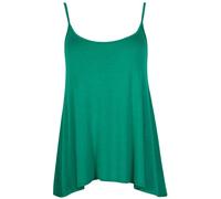 Womens Plain Sleeveless Ladies Stretch Round Scoop Neckline Slim Straps Strappy Flared Swing Camisole Vest Top Plus Size Jade Green Size 18 - 20 (XXL)