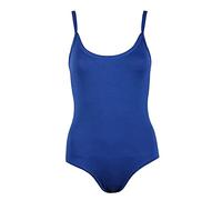 Womens Plain Slim Strappy Sleeveless Ladies Stretch Round Scoop Neckline Stud Popper Fastening Camisole Bodysuit Leotard Vest Body Top Royal Blue Size 12 - 14 (M/L)