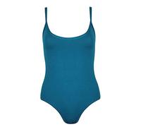Womens Plain Slim Strappy Sleeveless Ladies Stretch Round Scoop Neckline Stud Popper Fastening Camisole Bodysuit Leotard Vest Body Top Teal Size 12-14 (M/L)