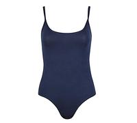 Womens Plain Slim Strappy Sleeveless Ladies Stretch Round Scoop Neckline Stud Popper Fastening Camisole Bodysuit Leotard Vest Body Top, NAVY, 8-10