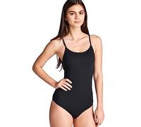 Womens Plain Slim Strappy Sleeveless Ladies Stretch Round Scoop Neckline Stud Popper Fastening Camisole Bodysuit Leotard Vest Body Top Black Size 8 - 10 (S/M)