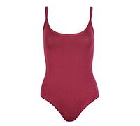 Purple Hanger Bodysuit Slim Strappy Sleeveless - Scoop Neck, Stud Popper - Burgundy Size 12-14 (M/L)