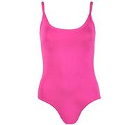 Womens Plain Slim Strappy Sleeveless Ladies Stretch Round Scoop Neckline Stud Popper Fastening Camisole Bodysuit Leotard Vest Body Top Cerise Size 8 - 10 (S/M)