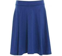 Womens Plain Soft Stretch Ladies Elasticated Waistband Knee Length Full FLA Swing Skater Midi Skirt (Royal Blue UK 16)
