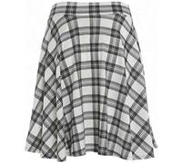 Womens Plain Soft Stretch Ladies Elasticated Waistband Knee Length Full FLA Swing Skater Midi Skirt (White Tartan UK 16)