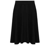 Womens Plain Soft Stretch Ladies Elasticated Waistband Knee Length Full FLA Swing Skater Midi Skirt (Black, UK - 20)