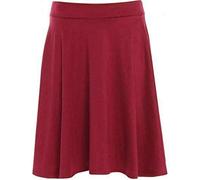 Womens Plain Soft Stretch Ladies Elasticated Waistband Knee Length Full FLA Swing Skater Midi Skirt (Red UK 14)