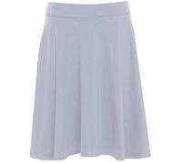 Womens Plain Soft Stretch Ladies Elasticated Waistband Knee Length Full Flared Swing Skater Midi Skirt Plus Size Light Grey Size 18
