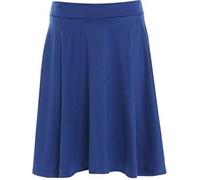 Womens Plain Soft Stretch Ladies Elasticated Waistband Knee Length Full Flared Swing Skater Midi Skirt Plus Size Royal Blue Size 18