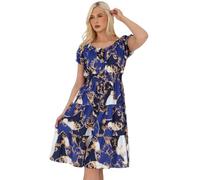 Womens Plain Spring Dress Short Sleeve Off Shoulder Sundress Printed Long Casual Dress Chiffon Magic Beach Chain Swing Italian Elastic Waist Tiered Basic Elegant Midi Summer Dresses Paisley Blue