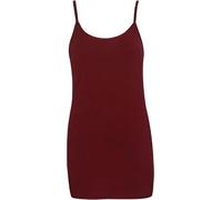 Womens Plain Strappy Long Vest Tops, Ladies Soft & Comfort Sleeveless Stretched Round Scoop Neckline Camisole Bodycon Tank Top Outfit, UK Plus Size 8-22, Burgundy-16-18