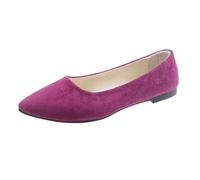 Women's Plain Suede Low Heel Ballerinas - Women's Comfort Chic Flat Slip-On Shoes Pointed Toe Low Cleavage Lightweight Sole for Spring/Summer, Office, Daily, Casual, Walking, 01 Dark Lilac, 9 UK