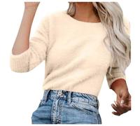 Womens Plain Sweaters Cozy Pullover Blouse Fuzzy Sweater for Women Cowl Neck Long Sleeve Sweaters Women's Fashionable Long Sleeve Pullovers for Outdoor Xmas Gifts (Khaki, S)
