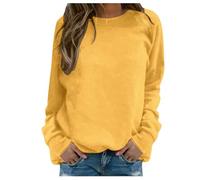 Womens Plain Sweatshirts Long Sleeve Crewneck Jumpers Casual Loose Pullover Tops Ladies Oversized Warm Shirt Lady of the Fit Lightweight Raglan Sweat, Yellow, L