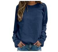 Womens Plain Sweatshirts Long Sleeve Crewneck Jumpers Casual Loose Pullover Tops Ladies Oversized Warm Shirt Lady of the Fit Lightweight Raglan Sweat, Navy, XL