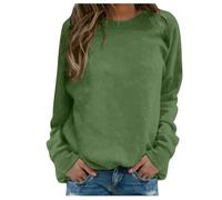 Womens Plain Sweatshirts Long Sleeve Crewneck Jumpers Casual Loose Pullover Tops Ladies Oversized Warm Shirt Lady of the Fit Lightweight Raglan Sweat, Green, XXL