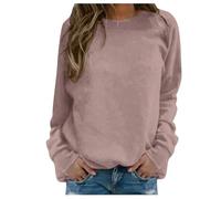 Womens Plain Sweatshirts Long Sleeve Crewneck Jumpers Casual Loose Pullover Tops Ladies Oversized Warm Shirt Lady of the Fit Lightweight Raglan Sweat, Coffee, L