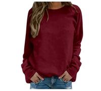 Womens Plain Sweatshirts Long Sleeve Crewneck Jumpers Casual Loose Pullover Tops Ladies Oversized Warm Shirt Lady of the Fit Lightweight Raglan Sweat, Wine, XXL