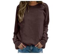 Womens Plain Sweatshirts Long Sleeve Crewneck Jumpers Casual Loose Pullover Tops Ladies Oversized Warm Shirt Lady of the Fit Lightweight Raglan Sweat, Brown, XXL