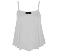 Womens Plain Swing Vest Sleeveless Top Strappy Cami Ladies Flared UK 8-26 (White, 16)