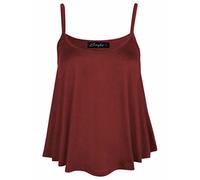 Womens Plain Swing Vest Sleeveless Top Strappy Cami Ladies Flared UK 8-26 (Wine, 26)