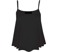 Women's Plain Swing Vest Sleeveless Top Strappy Cami Ladies Plus Size Flared Black