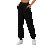 Women's Plain Tracksuit Bottoms Harem Joggers Pants with Pockets Tapered Leg Sweatpants Running Workout Pants Basic Trousers Casual Lounge Wear Workout High Waisted Xmas Drawstring Yoga Pants Black