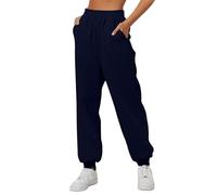 Women's Plain Tracksuit Bottoms Harem Joggers Pants with Pockets Tapered Leg Sweatpants Running Workout Pants Basic Trousers Casual Lounge Wear Workout High Waisted Xmas Drawstring Yoga Navy
