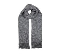 Women's Plain Tweed-Effect Midweight Scarf with Tassels - CHARCOAL / ONE