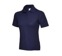 Womens Plain Ultra Cotton 3 Button Collared T Shirts Ladies Short Sleeves Slim Fit Tees Tops French Navy
