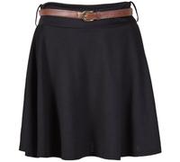 Womens Plain Waist Detachable Belted Ladies Stretch Flared Flippy Short Skater Jersey Mini Skirt Black Size 16 - 18 (L/XL)