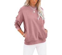 Womens Plain Warm Sweatshirts Solid Color Jumper Tops Fashion Long Sleeve Blouse Casual Crewneck Sweatshirt Lightweight Fall Pullover 21st Birthday Gifts for Her,Light pink,L,u305a