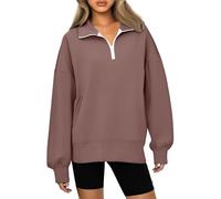 Womens Plain Warm Sweatshirts Solid Color Jumper Tops Fashion Long Sleeve Blouse Casual Crewneck Sweatshirt Lightweight Fall Pullover 21st Birthday Gifts for Her,Light Brown,XXL,u255a