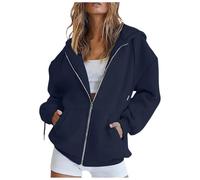 Womens Plain Zip Up Hoodie Jackets Oversized Casual Hooded Top Cozy Jackets Winter Sweatshirts Trendy Solid Color Cardigans with Pockets Jacket Stretchy Full Zip Clothes Outerwear for Daily Wear