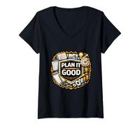 Women's Plan It Good Structured Planning Mindset Emblem V-Neck T-Shirt