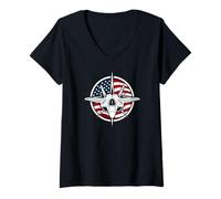 Women's Plane Firefighting Jet War Combat Airplane Pilot US Flag V-Neck T-Shirt
