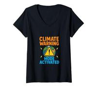Women's Planet Alert Climate Awareness Earth Illustration Concept V-Neck T-Shirt