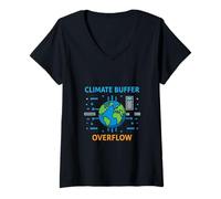 Women's Planet Climate System Warning Environmental Illustration V-Neck T-Shirt