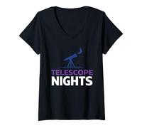 Women's Planetary Observer Telescope Astronomy Amateur Astronomer V-Neck T-Shirt