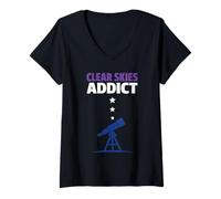 Women's Planetary Observer Telescope Astronomy Amateur Astronomer V-Neck T-Shirt